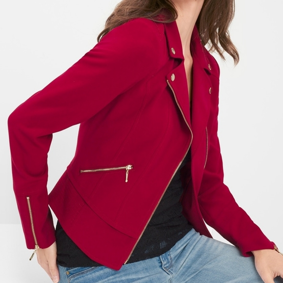 White House Black Market Jackets & Blazers - WHBM Luscious Red Moto Jacket 8